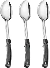 3 Pcs Large Serving Spoons for Buffet, Stainless Steel Serving Spoons, 13 inches Long, Basting Spoon, Metal Spoons Set for Kitchen Cooking Party Baking, Big Spoons with Coated Handle