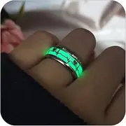 [ZMANYIJEW] Glowing Heartbeat Ring Funny Dark Luminous Ring Valentine's Day Heartbeat Glow in The Dark Ring Promise Ring Cool Rings for Women Men
