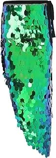 [Wedhapy] Sequin Skirt, Long Belly Dancing Skirt, Adjustable Sparkly Skirt with Strap, Sexy Sequin Skirt for Women Rave Festival Party
