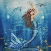 Fabric Mermaid Bath Shower Curtain Ocean Bathroom Accessories Coastal Home Decor