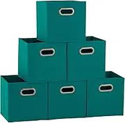 Household Essentials 83-1 Foldable Fabric Storage Bins | Set of 6 Cubby Cubes with Handles | Aqua