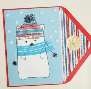 Papyrus Scribble Polar Bear & Snowball Christmas Card/ Coordinating Envelope