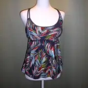 NWT Mossimo Leaf Theme Swimwear Built-in Bra Swimwear Tankini Top M