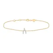 Sterling Silver Womens Round Diamond Wishbone Fashion Bracelet 1/12 Cttw