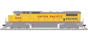 10004191 HO GE DASH 8-40C w/Front Ditch Lights Union Pacific #9129 (yellow, gray