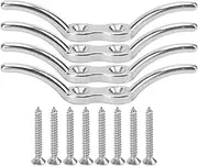 Stainless Steel Rope Cleats Hook Heavy Duty Marine Grade Outdoor Boat Flagpole Deck Hardware Mounting Kit 4 Pack with Screws