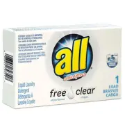 All Free Clear HE Liquid Laundry Detergent Unscented 1.6 oz Vend-Box 100/Carton