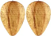 Pack of 2 Wasp Nest Dummy Weatherproof Hornet Nest Artificial Wasp Nest Hanging Hornet Nest for Home Garden and Outdoor (Yellow)