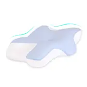 Cervical Pillow for Neck and Shoulder,Contour Memory Foam Pillow,Ergonomic Neck Support Pillow for Side Back Stomach Sleepers with Pillowcase,Skyblue