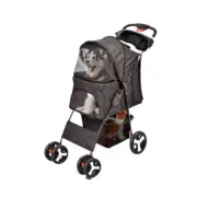 4 Wheels Pet Stroller Pushchair Travel Walk Carrier Pram