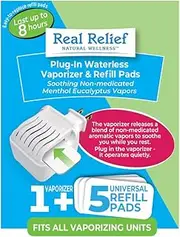 Plug-in Waterless Vaporizer with 5 Soothing Non-Medicated Menthol Eucalyptus Vapor Refills
