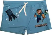 [Minecraft] Swimming Trunks with Elasticated Waistband and Laces, Light Blue