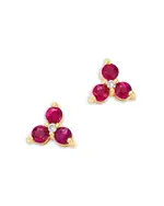Bloomingdale's Fine Collection Ruby & Diamond Trio Stud Earrings in 14K Yellow Gold