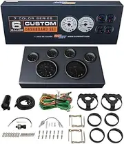 GlowShift Tinted 7 Color 6 Gauge Custom Dashboard Cluster Set - 3-3/4" (95mm) Speedometer & Tachometer - 2-1/16" (52mm) Fuel Level, Oil Pressure, Water Temp & Volt Gauges - Includes Sensors & Wiring