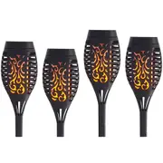 4pc 25th Hour 51cm Garden Solar Flaming Tiki Lamp / Outdoor Patio Light Torch