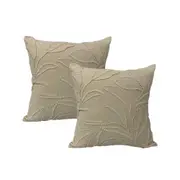 2pc Cloud Linen Riviera Cotton/Feather 50cm Embroidered Cushion Set Sqr Natural
