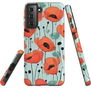For Samsung Galaxy S21+ Plus Tough Protective Cover, Poppy Field