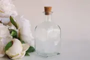 Vintage 1990s Glass Bottle With Cork / 8 Oz Recycled Spanish Glass