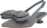 [EVOL] Evor Women's Pumps, Removable Ribbon Back Band Pumps, Silver, 9.1 inches (23.0 cm), Silver, 23.0 cm