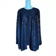 NWT - Anne Klein Sparkly Sequins Long Sleeve Knit Tops (Size: 1X)