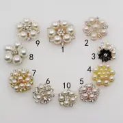 White Acrylic Pearl Buttons Flower Rhinestone Button Craft Decorative Bead 10Pcs