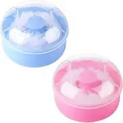 Arroyner 2Pcs Baby Body Cosmetic Powder Puff Body Powder Puff and Container Case (Pink and Blue) (2pcs)