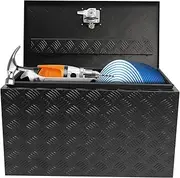 PANEKOLO 30" Aluminum Tool Underbody Box, Waterproof Square Truck Storage Organizer Chest for Pickup Truck Bed and RV Trailer (Black)
