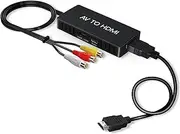 DigitPro RCA to HDMI Adapter, AV to HDMI Converter, 1080P Mini Composite to HDMI Adapter, Support PAL/NTSC for PC, Laptop, TV, WII, Xbox, PS1, PS2, PS3, STB, VHS, VCR, Blue-Ray DVD Players