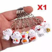 1 x White Fortune Cat Lucky Maneki Neko Bag Zip Charm Key Chain