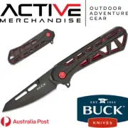 Buck 811 Trace Ops Line Folding Knife - Skeletonized Black/Red Aluminum Handles
