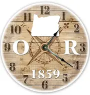 12" OREGON STATE ESTABLISHED 1859 CLOCK - Large 12 inch Wall Clock - Oregon