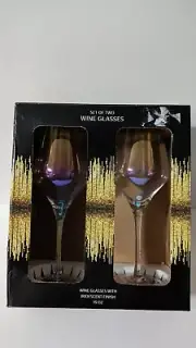 BEAUTIFUL IRIDESCENT WINE GLASSES - SET OF (2) BRAND NEW