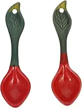 CIYODO 2Pcs Lovely Strawberry Ceramic Boys and Girls Spoons Children's Tableware Dishwasher Safe for Home School Outdoor Activities