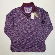 $205 Robert Graham WATERFORD Quarter Zip Pullover Men SMALL Berry Purple Sweater