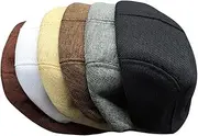 [Yardenfun] Mens/Flax Beret Newsboy Hat Sun Protection Stylish British Peaked Driving Cap for Seasons Black