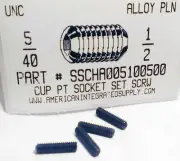 #5-40x1/2 Hex Socket Set Screws Cup Point Alloy Steel (40)