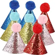 Parliky Pet Birthday Hat Set 8 Pieces Dog Hat Collection Unique Cone Shape for Photo Props