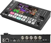 FoMaKo 4K HDMI Video Mixer Switcher, 5.5 Inch FHD LCD Screen, 5-Channel HDMI Live Streaming Switcher,HDMI 4K 60FPS Input, 1080p 60FPS Output, Support PTZ Controller, SDI+HDMI Video Switcher, M4