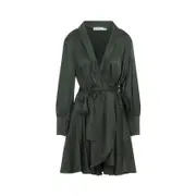 [Zimmermann] Zimmermann-Dark Green Silk Wrap Mini Dress-Donna 1 NUM