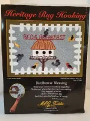 Vintage Heritage Rug Hooking 20 x 27 Birdhouse Blessings Bed & Breakfast RARE