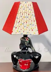 PLASTIC RIBBON HEXAGONAL SHAPED RED & STARBURST LAMPSHADE for BARSONY LADY LAMP