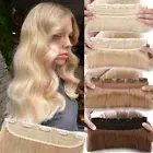 Thick Weft Clip in Real Human Hair Extensions Half Head One Piece Wavy Straight