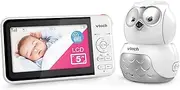 VTech BM5550-OWLN 5" Full Colour Pan & Tilt Video & Audio Baby Monitor with 2-Way Talk, Soothing Sounds, Room Temperature Monitor, up to 17 Hours Battery Life