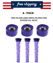 V6 DC62 Vacuum Post HEPA And Pre Filters Replacement Part for Dyson -6 PACK