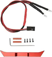 RC Car Rear Bumper Aluminum Alloy Rear Bumper with LED Light for SCX24 AXI00001 1/24 Remote Control Car (Red)