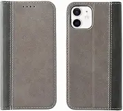 [NanHou] iPhone 12 / iPhone 12 Pro Wallet Case PU Leather Case Card Holder Shockproof Flip Cover - Black/Gray