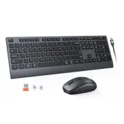 Wireless Keyboard and Mouse, 2.4 GHz Wireless/Bluetooth, Multi Device Full