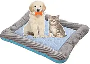 Pet Sleeping Mat, Ice Silk Dog Bed Or Cat Bed Breathable Pet Beds Bite and Dirt Resistance Dog Bed with Dog Toys (Color : Blue, Size : Small)