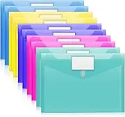 COZY CORE 10 Pack Plastic File Folder Envelopes with Label Pocket and Snap Button,Clear Document Folders,Poly Envelopes for Home, Work, Office Organization