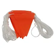Hi-Vi fluro PVC Triangle flags, 30m, orange bunting, safety,
